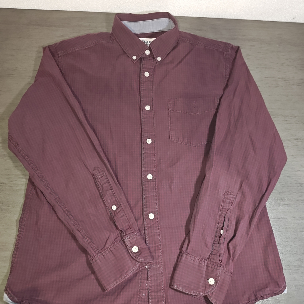Urban Pipeline Men's Button Up ,Marron Checkered‎ ,Size Medium,Long Sleeve